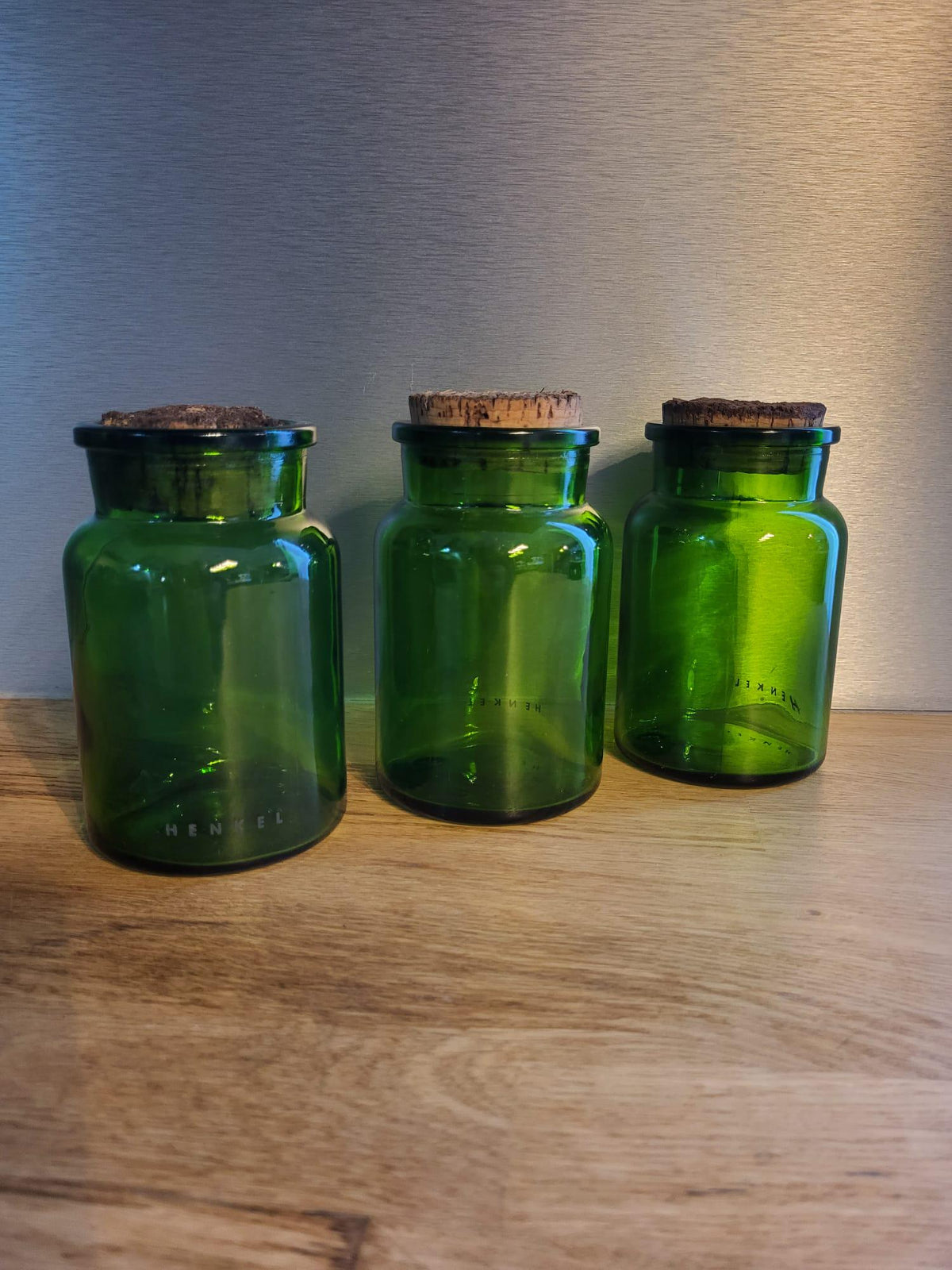 Bocal verre vert bouchon