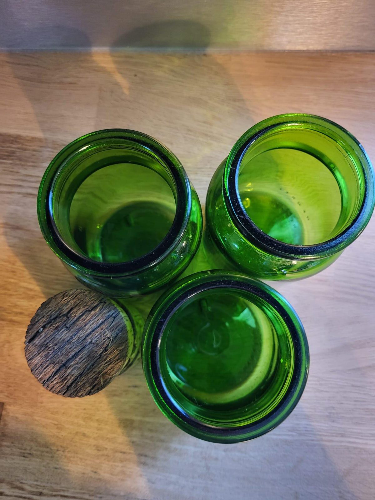 Bocal verre vert bouchon