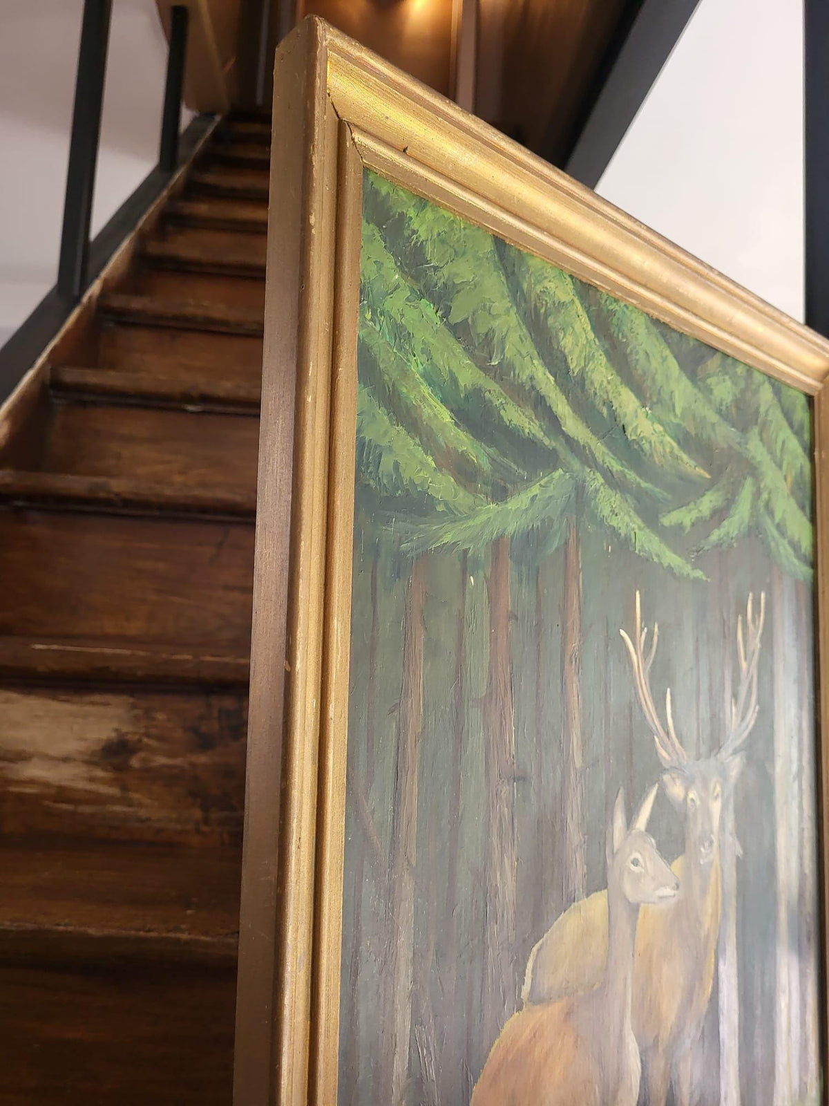 Tableau peinture cerf biche