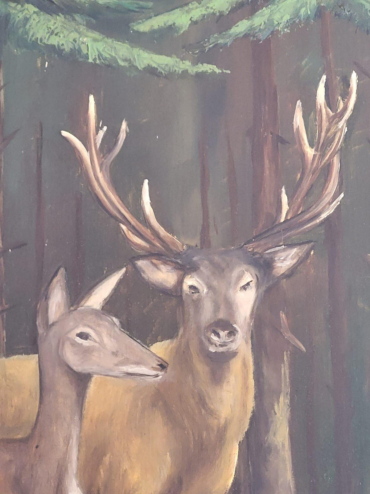 Tableau peinture cerf biche
