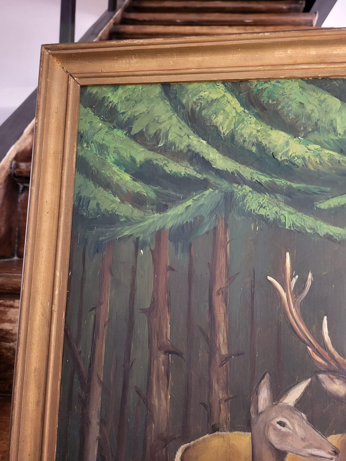 Tableau peinture cerf biche