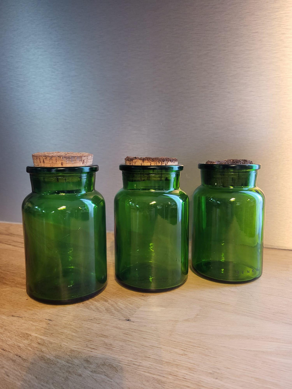 Bocal verre vert bouchon