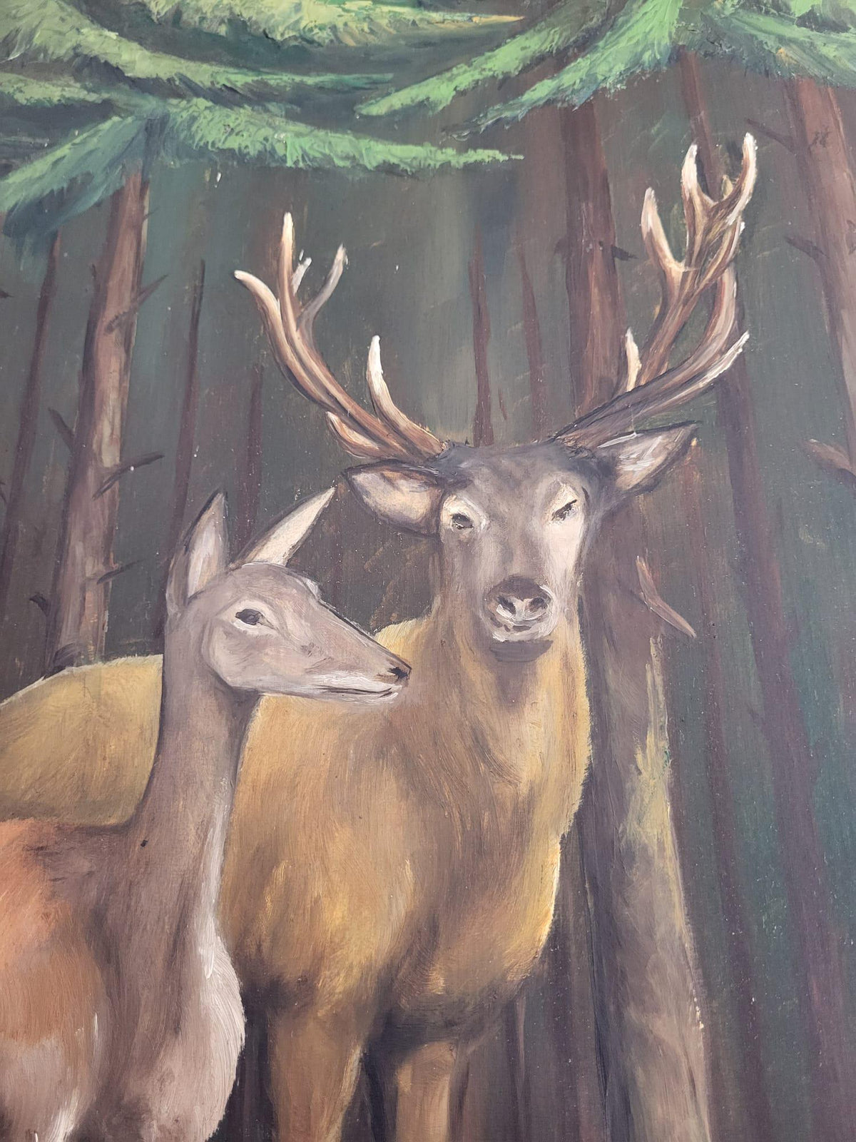 Tableau peinture cerf biche