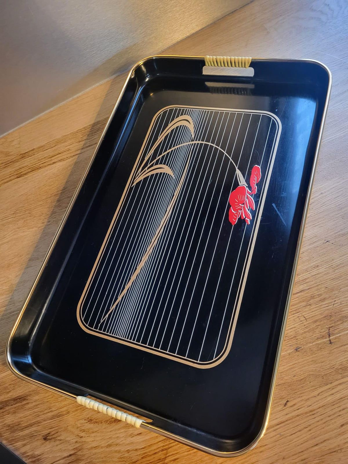 Plateau vintage laqué noir