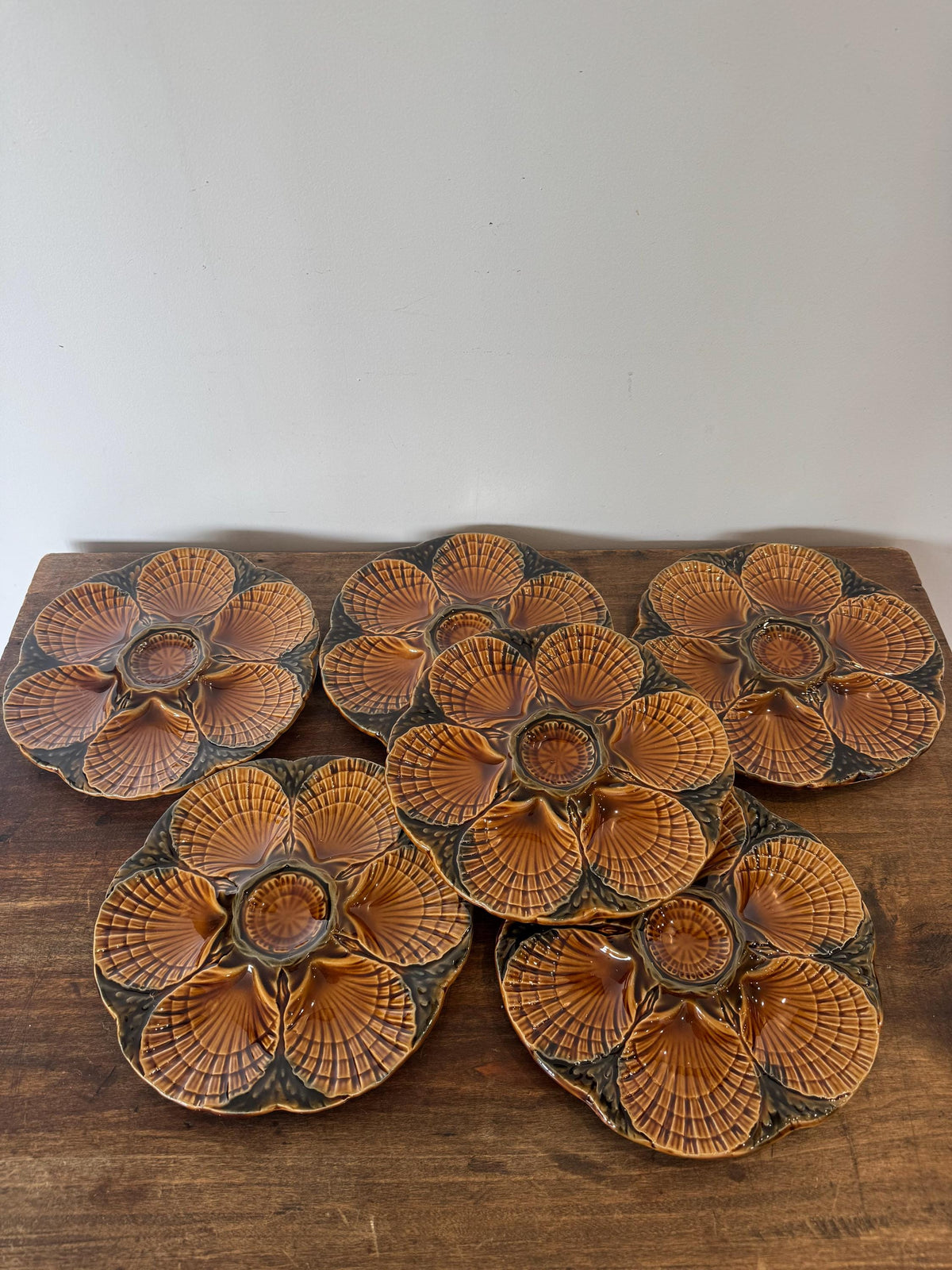Assiettes à huitres coquillage Sarreguemines France