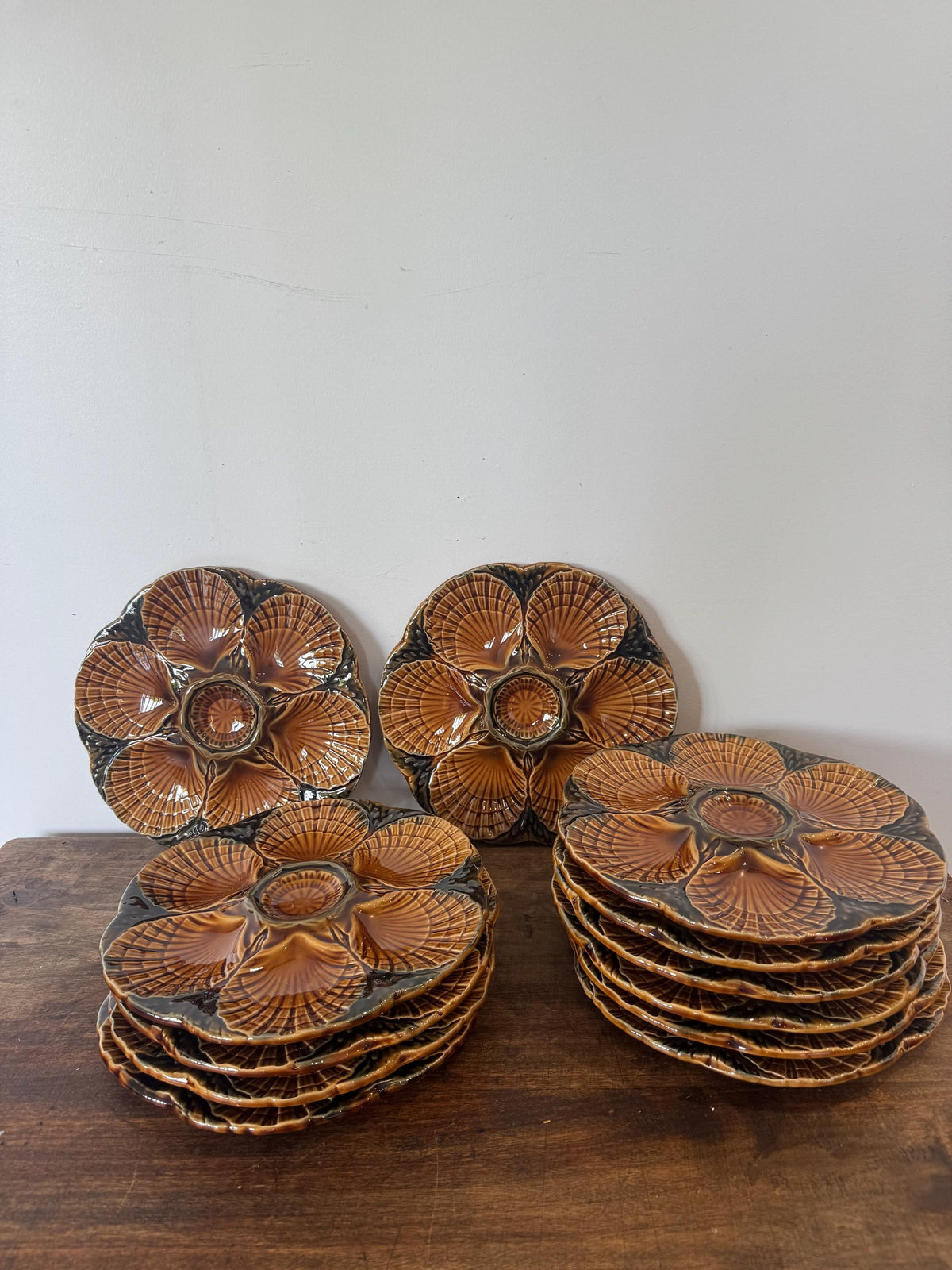 Assiettes à huitres coquillage Sarreguemines France