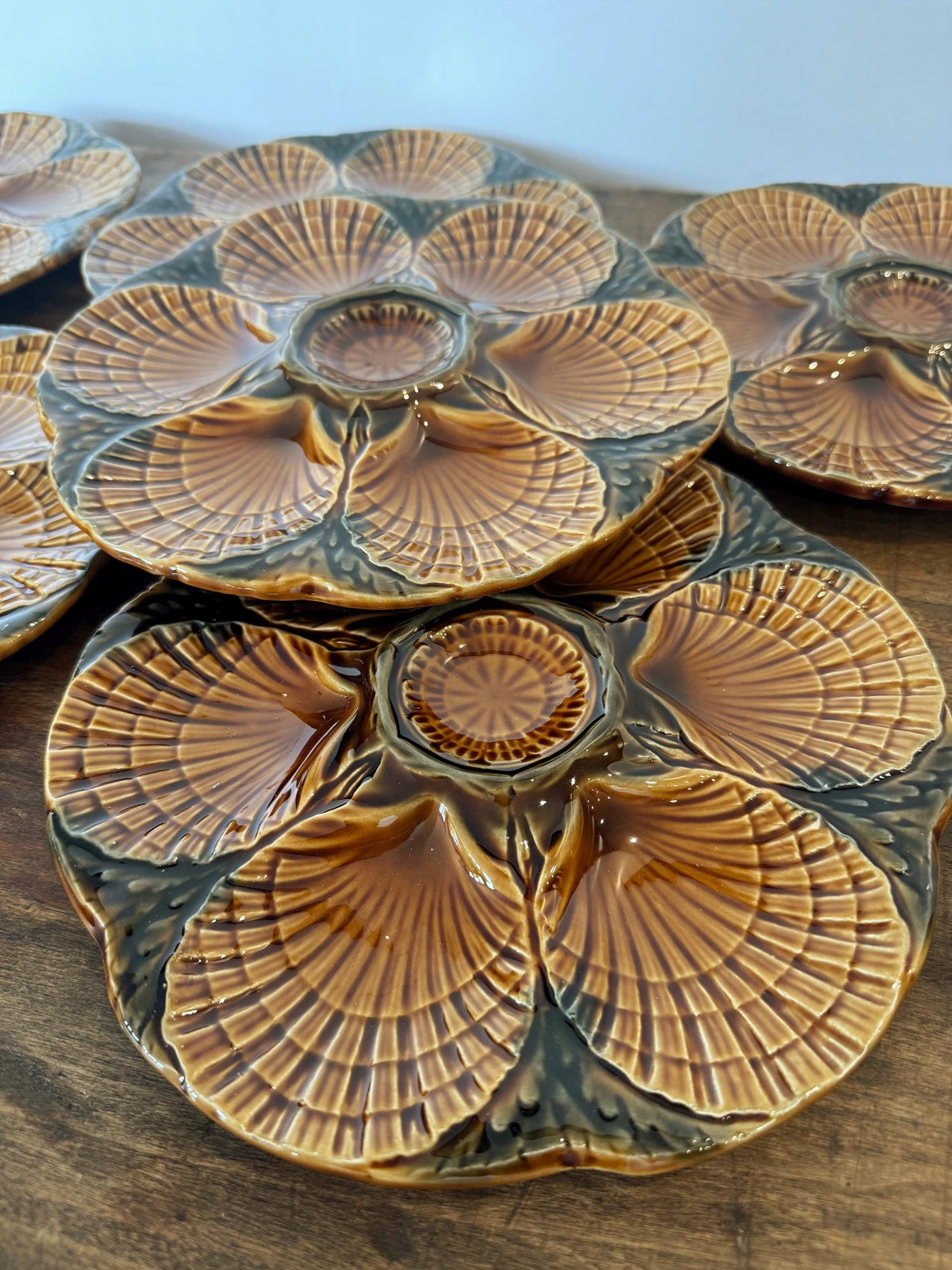 Assiettes à huitres coquillage Sarreguemines France