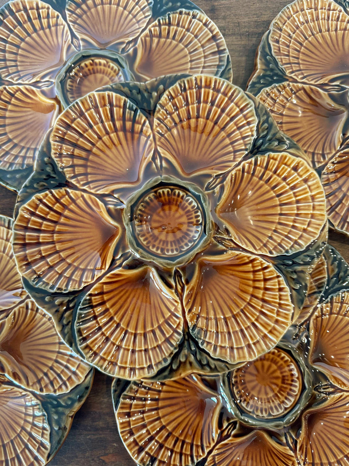 Assiettes à huitres coquillage Sarreguemines France