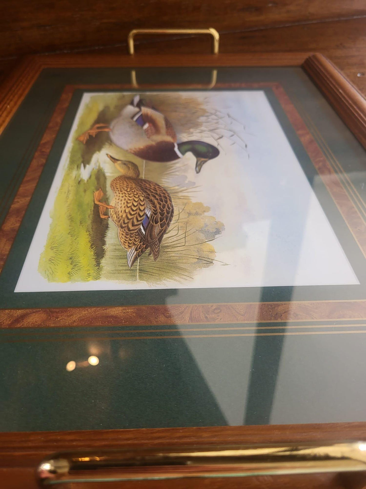 Plateau bois et verre canard