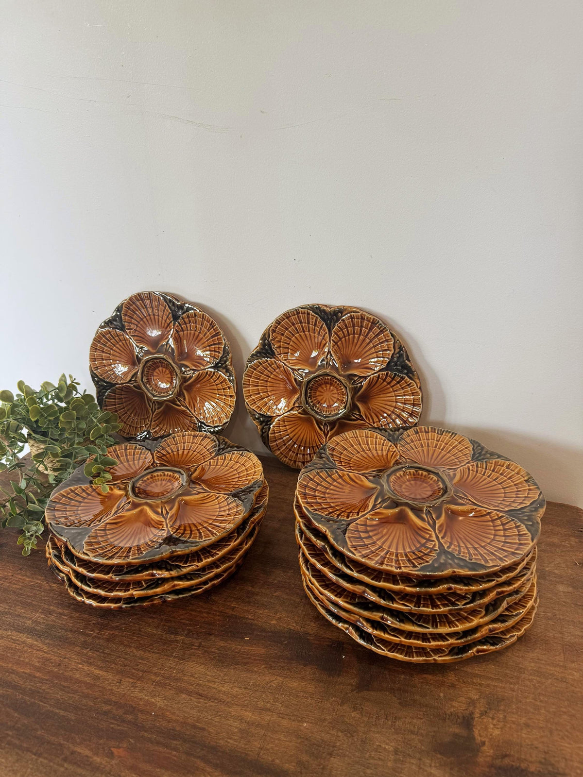 Assiettes à huitres coquillage Sarreguemines France