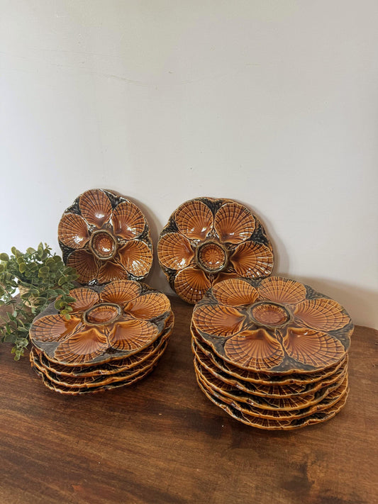 Assiettes à huitres coquillage Sarreguemines France