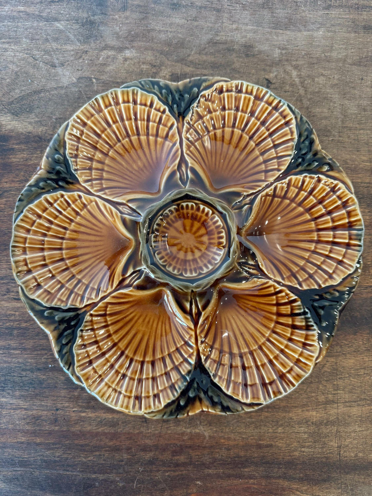 Assiettes à huitres coquillage Sarreguemines France