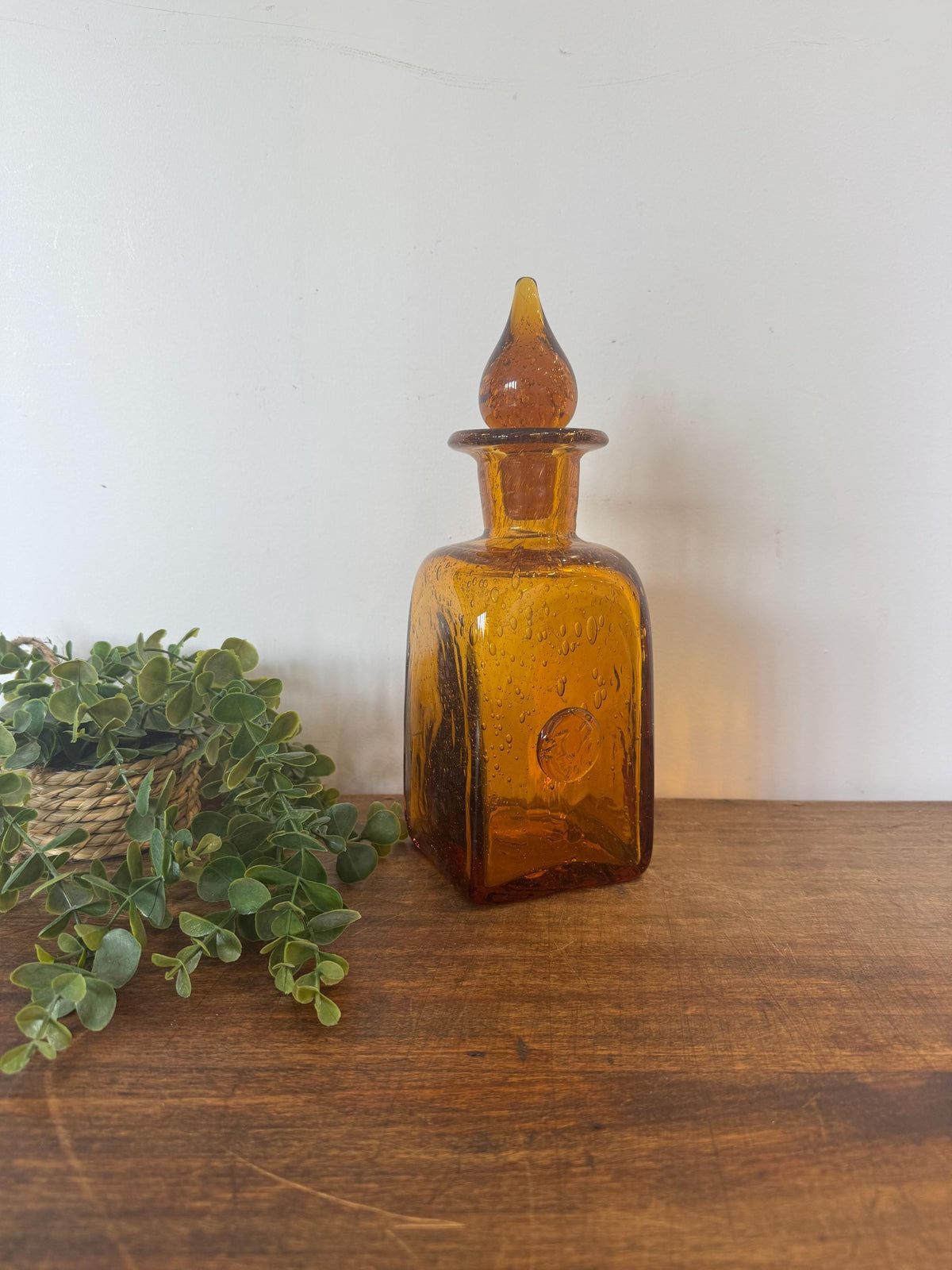 Carafe verre bullé ambré