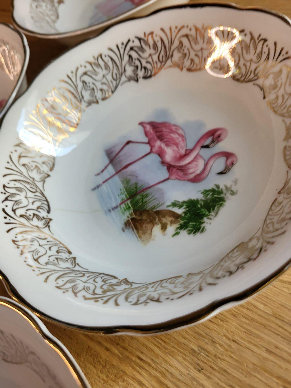 Coupelles porcelaine Limoges flamand rose
