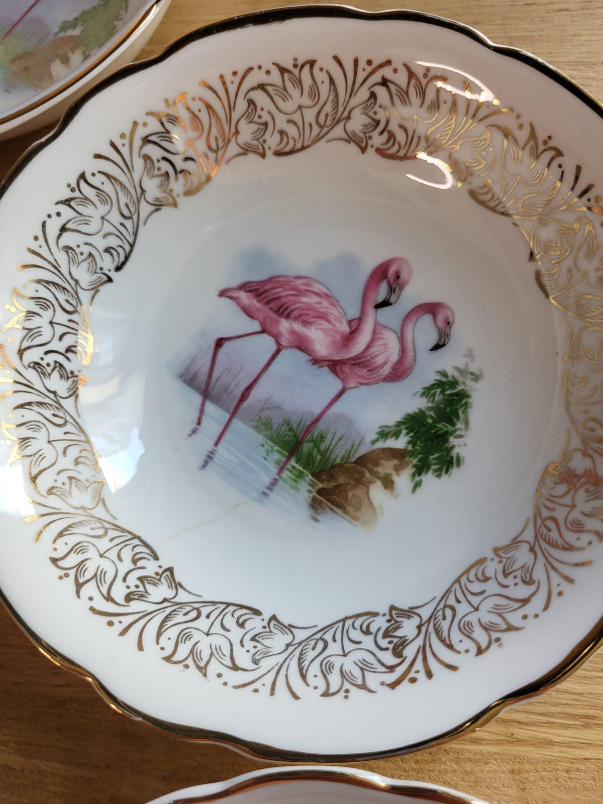 Coupelles porcelaine Limoges flamand rose