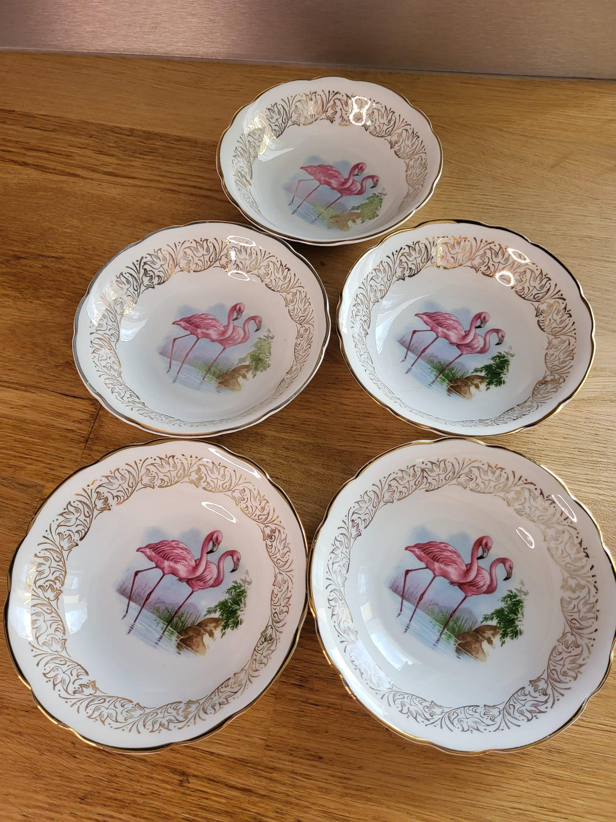 Coupelles porcelaine Limoges flamand rose