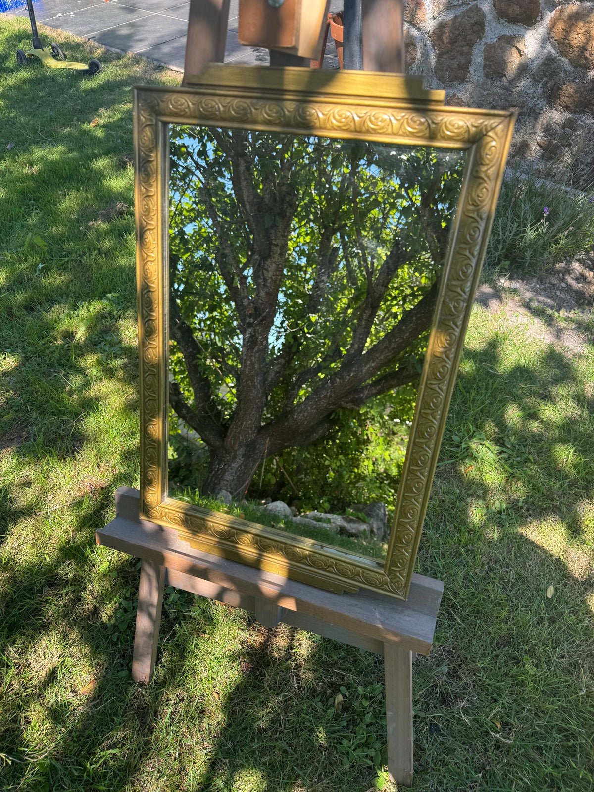 Miroir doré bois Art Déco