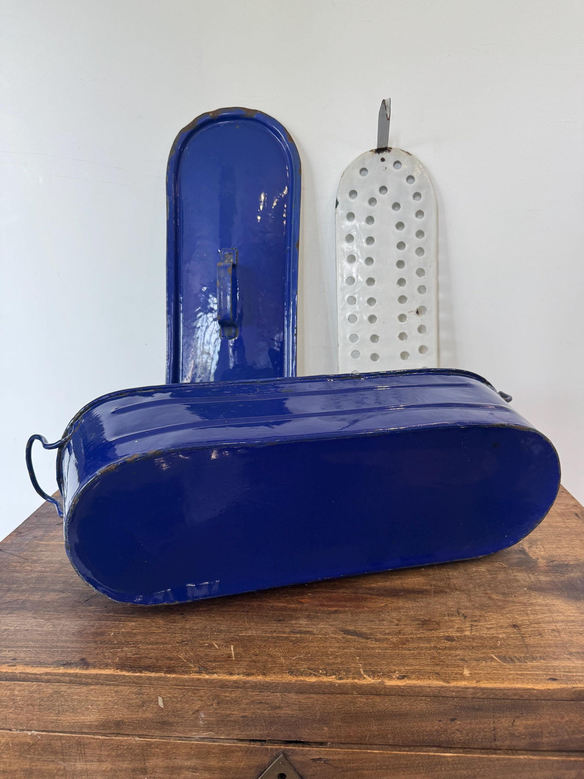 Poissonnière émail bleue vintage