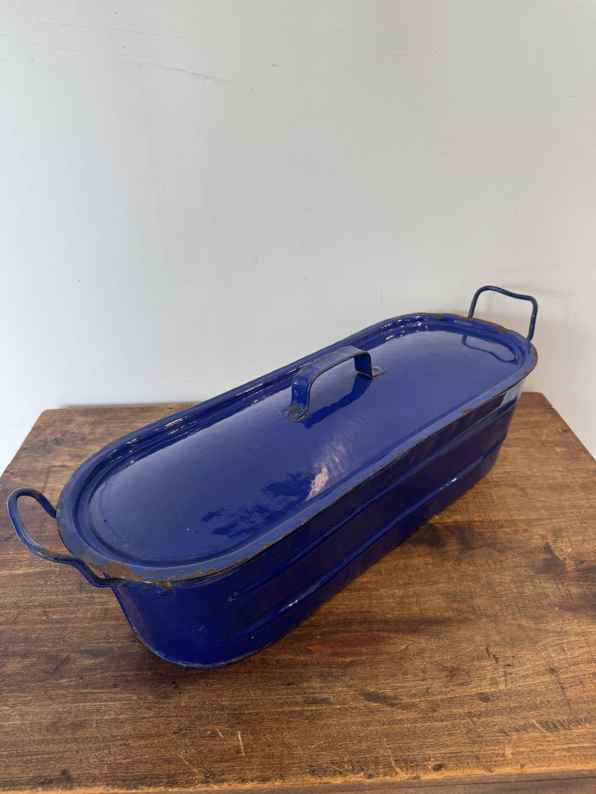 Poissonnière émail bleue vintage