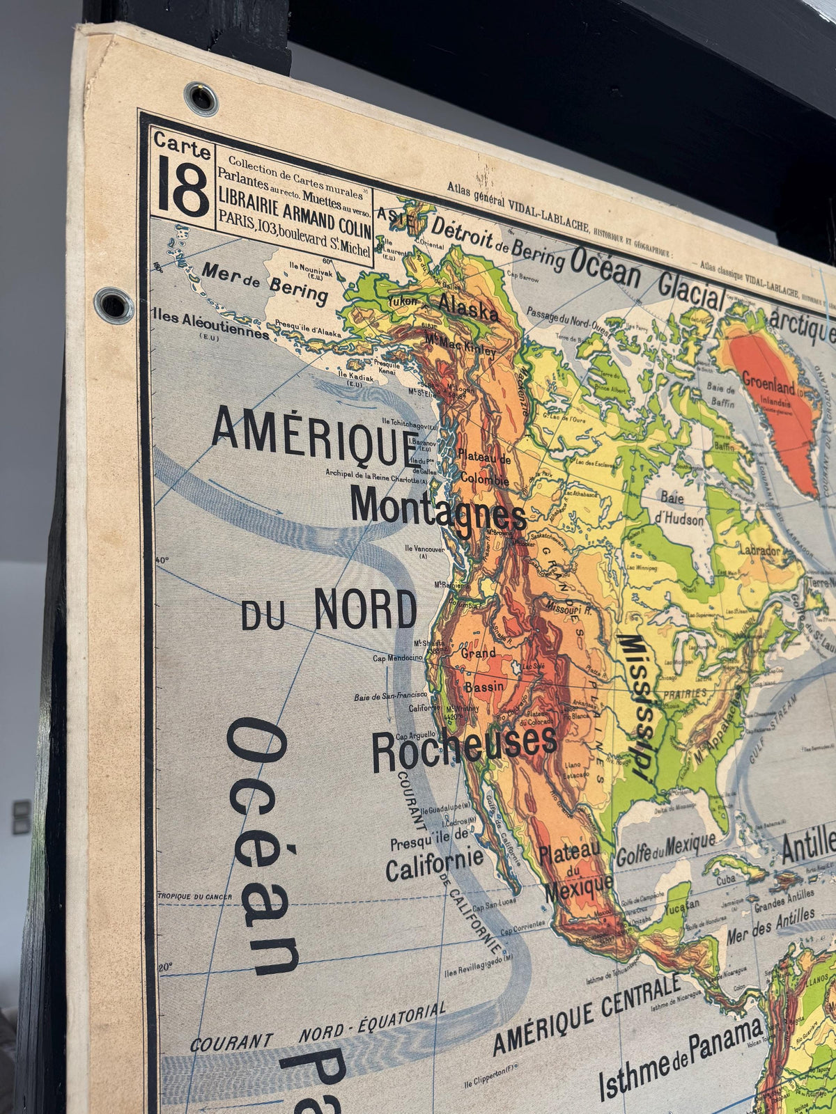 Grande carte école ancienne Amériques