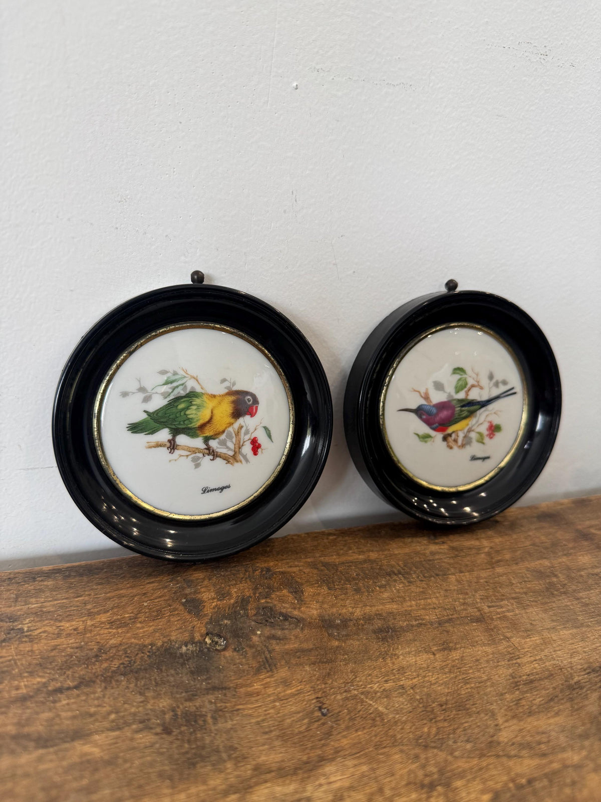 Médaillon oiseaux porcelaine Limoges vintage