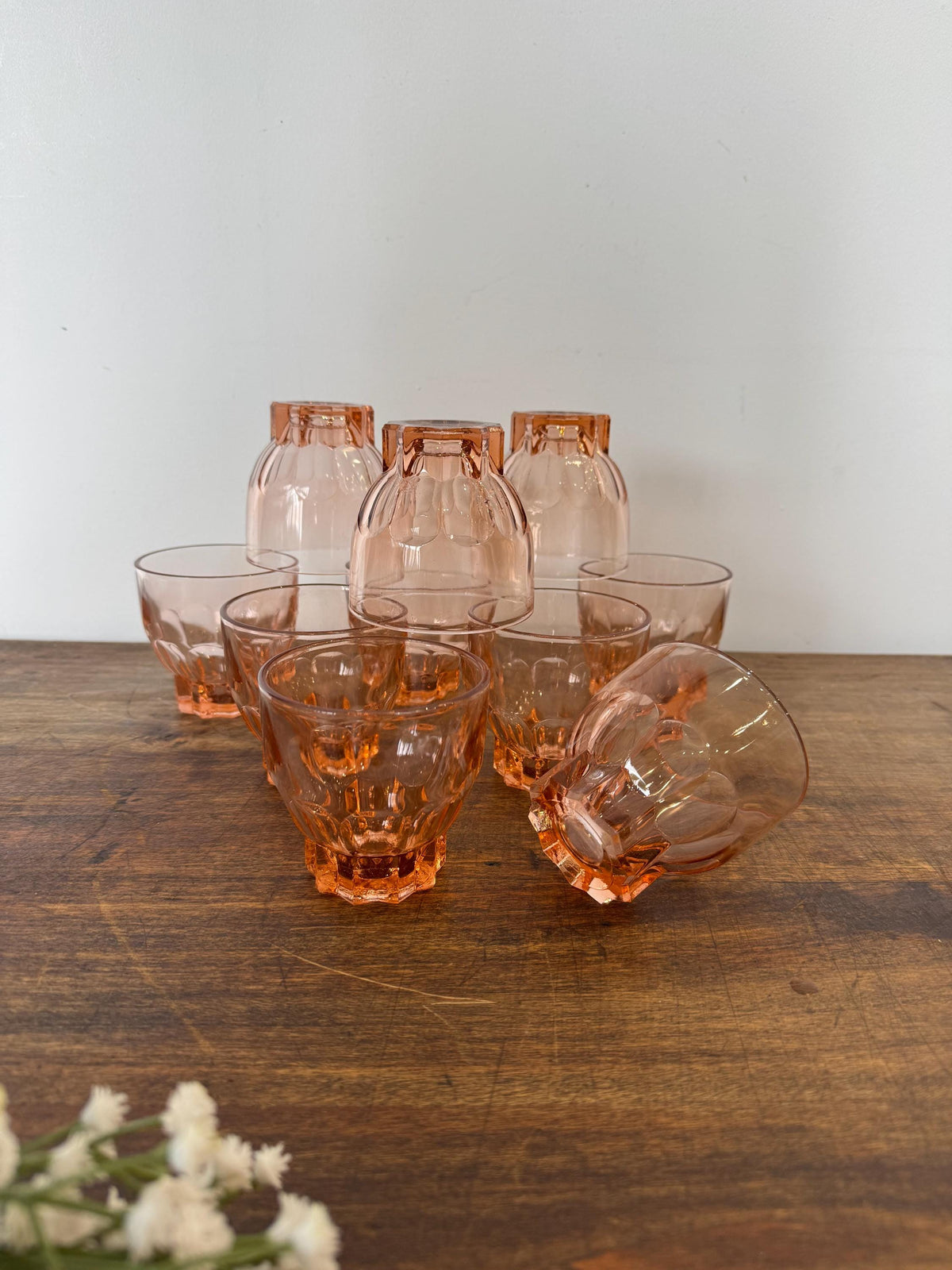 Verres rosaline vintage France