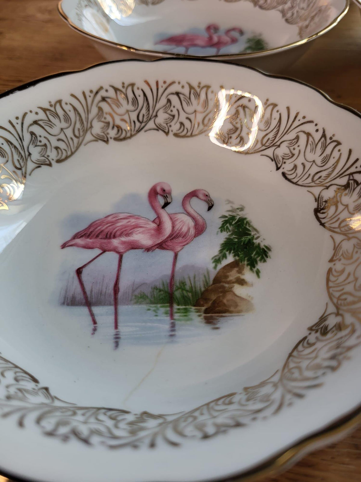 Coupelles porcelaine Limoges flamand rose