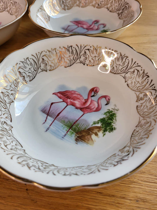 Coupelles porcelaine Limoges flamand rose
