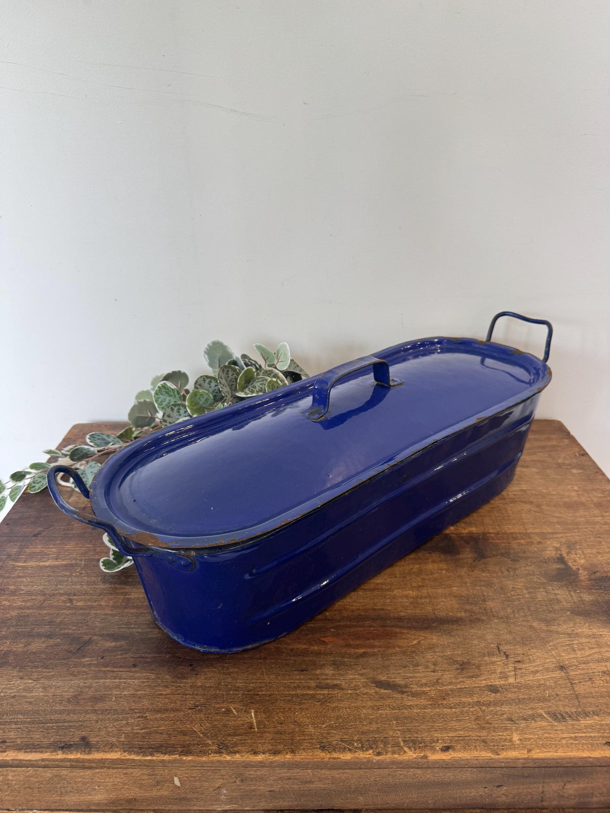 Poissonnière émail bleue vintage
