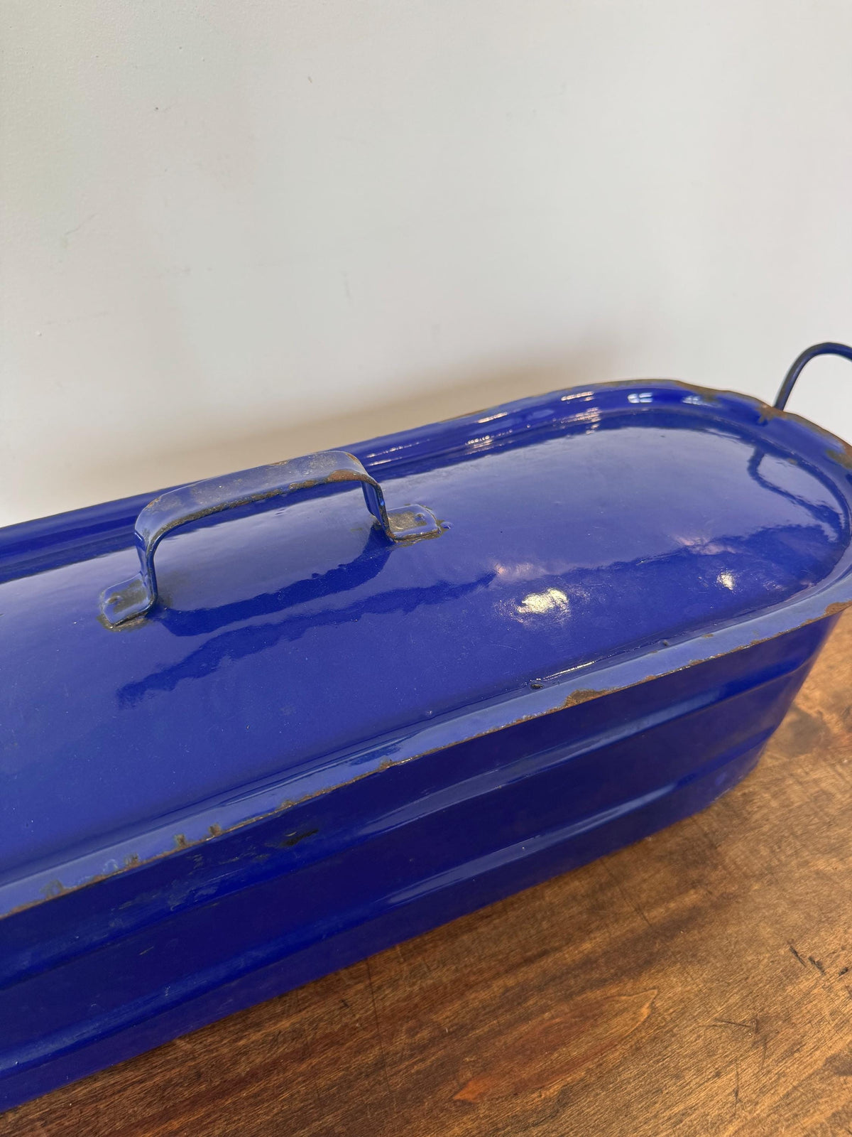 Poissonnière émail bleue vintage