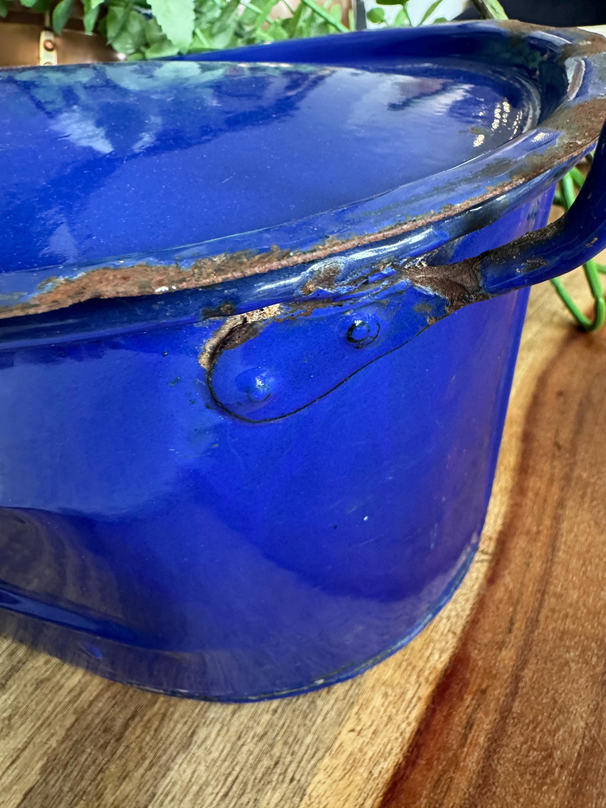 Poissonnière émail bleue vintage