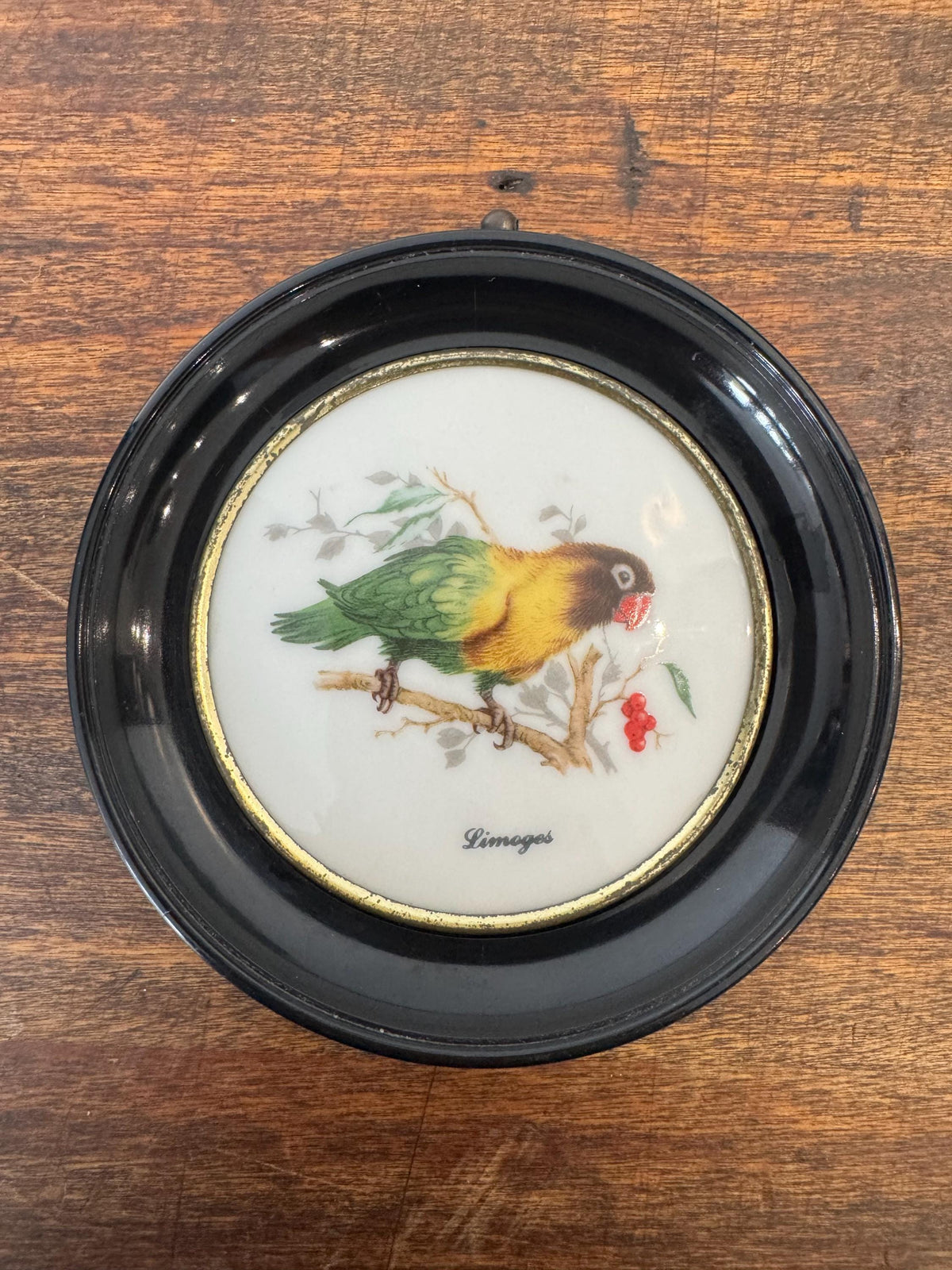 Médaillon oiseaux porcelaine Limoges vintage
