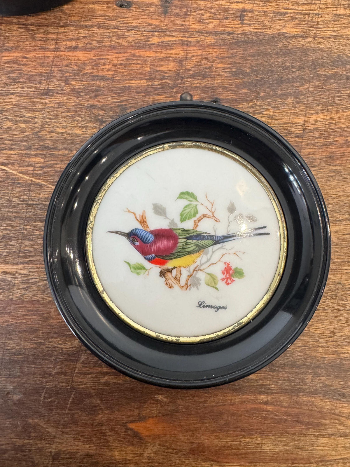 Médaillon oiseaux porcelaine Limoges vintage