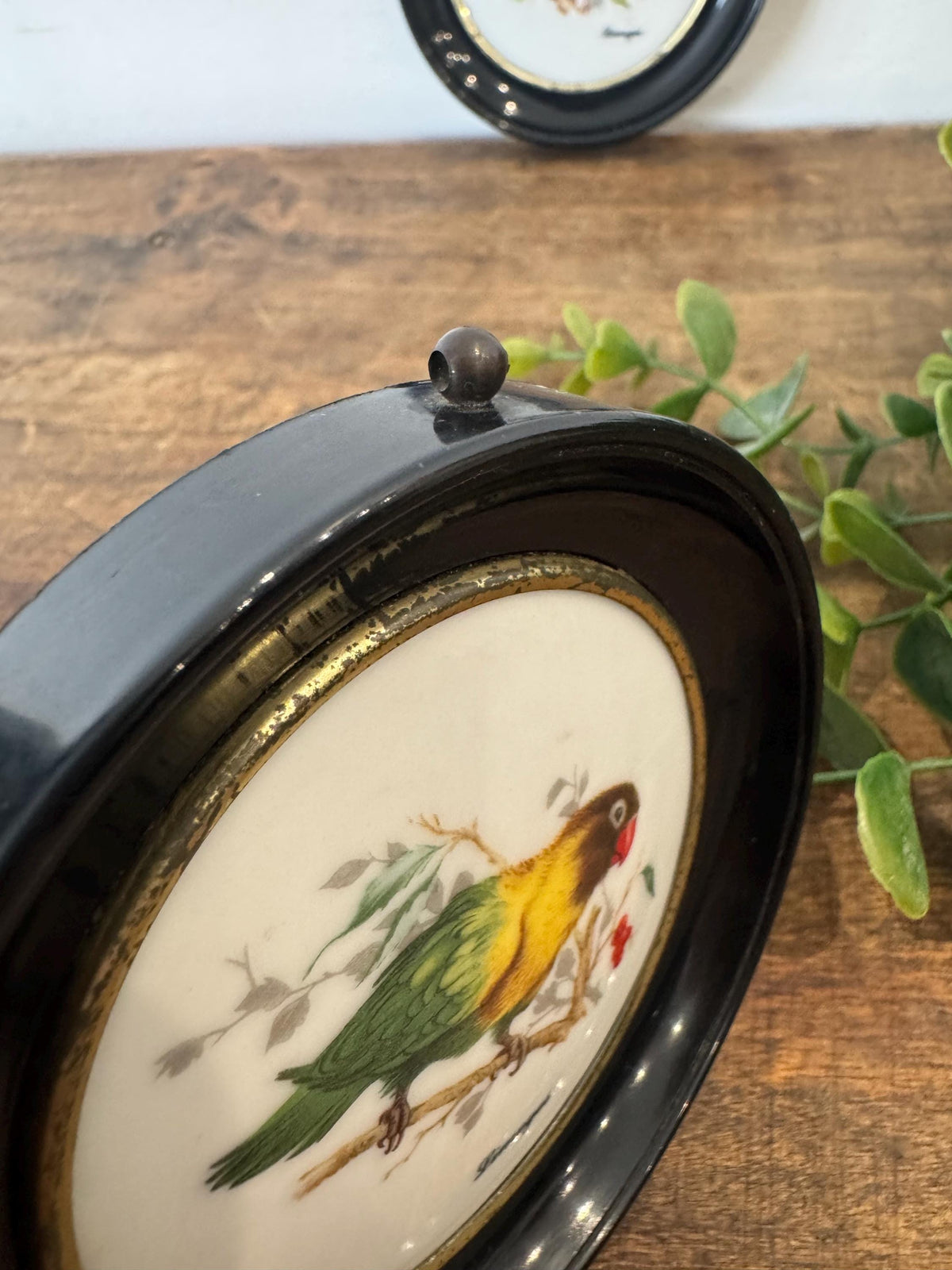 Médaillon oiseaux porcelaine Limoges vintage