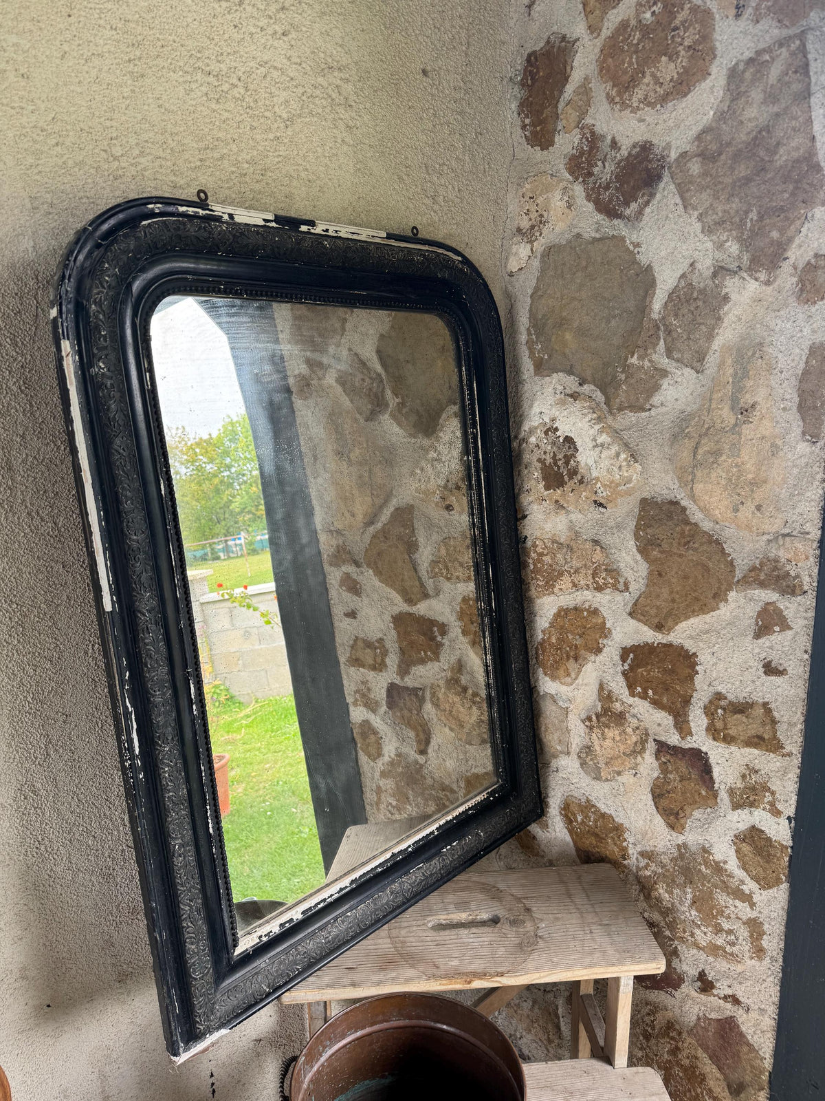 Miroir noir ancien Louis Philipe Style