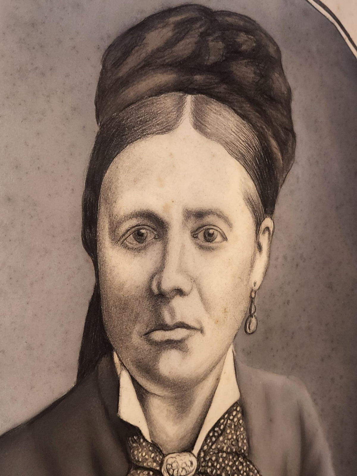 Tableau portrait fusain dessin XIX éme
