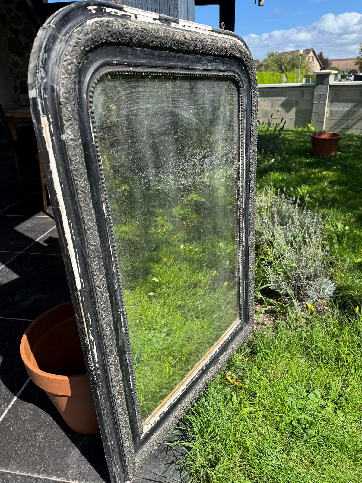 Miroir noir ancien Louis Philipe Style