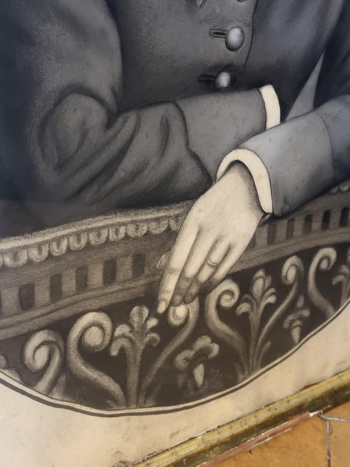 Tableau portrait fusain dessin XIX éme