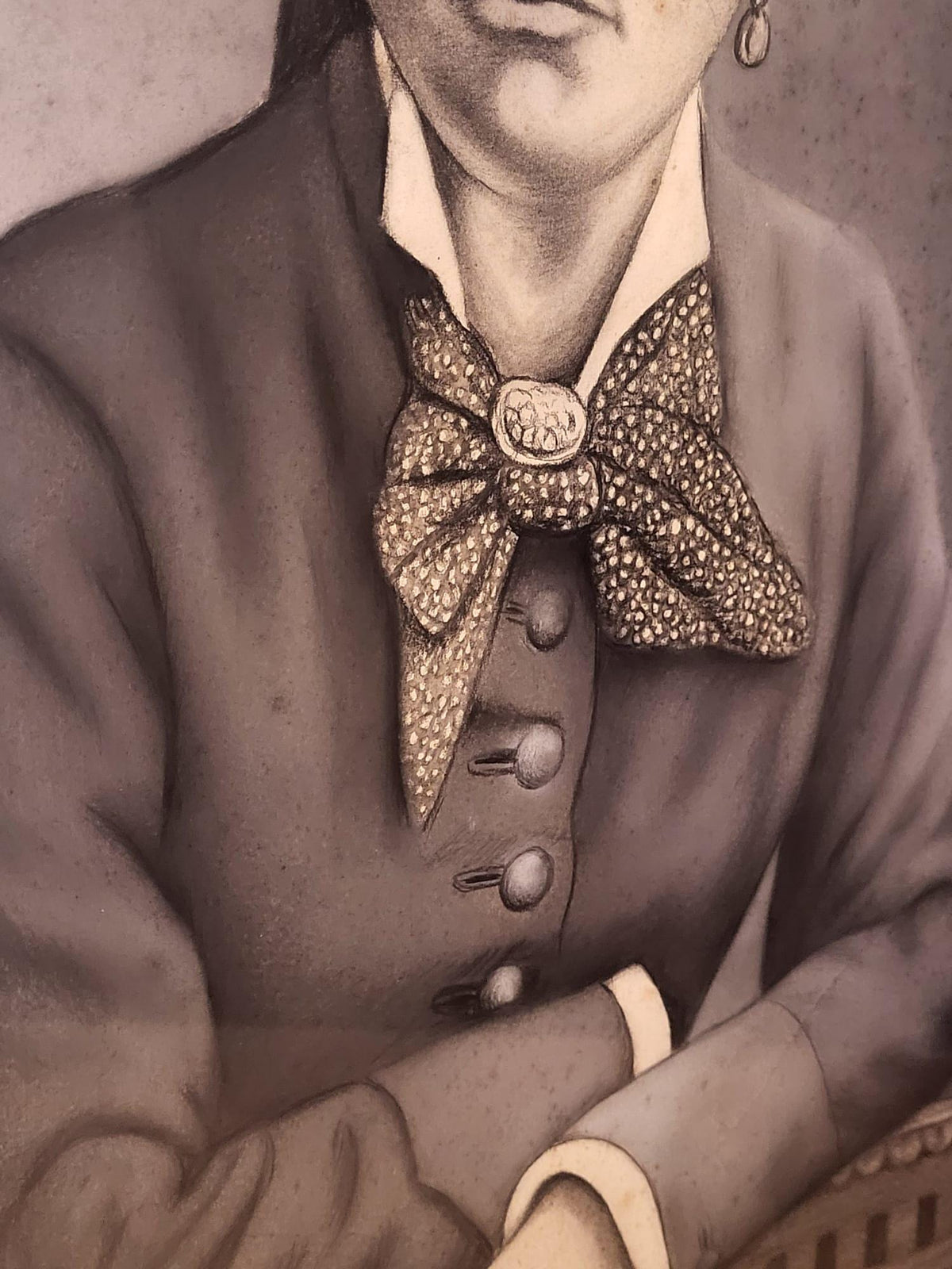 Tableau portrait fusain dessin XIX éme