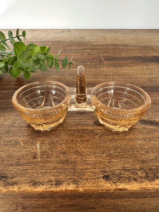 Salière poivrière verre rose vintage
