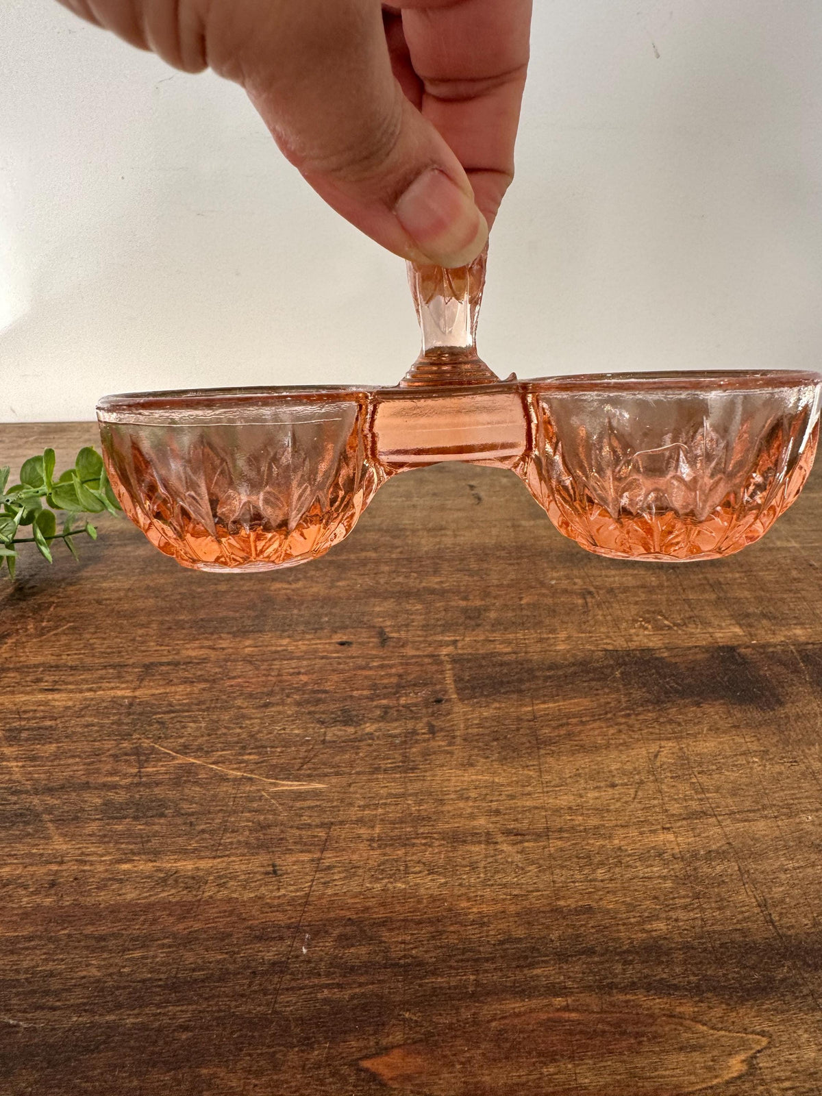 Salière poivrière verre rose vintage