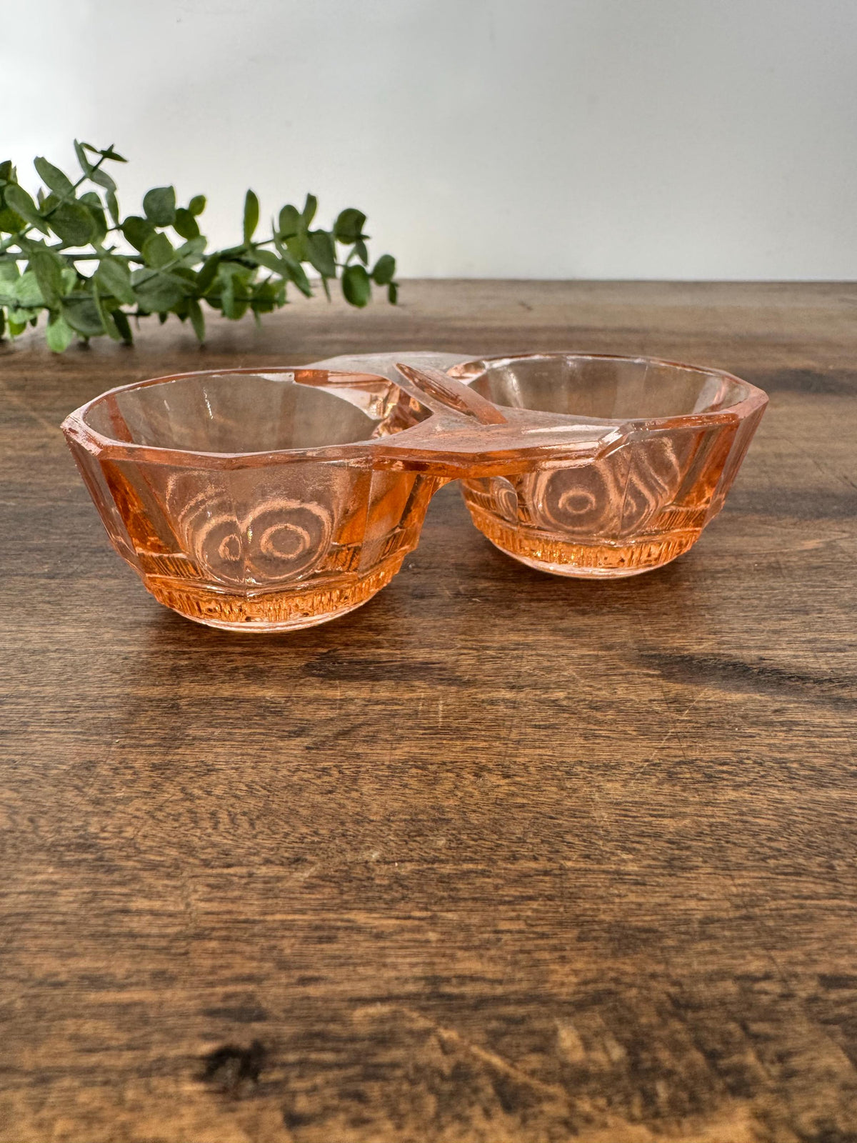 Salière poivrière verre rose vintage