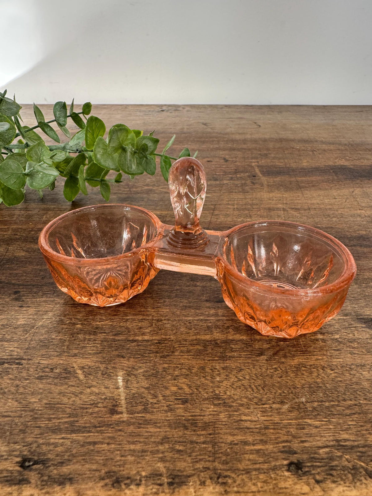Salière poivrière verre rose vintage