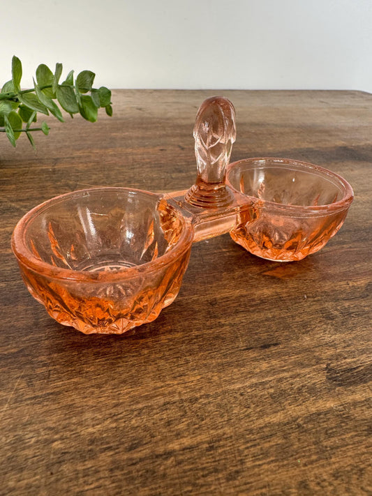 Salière poivrière verre rose vintage
