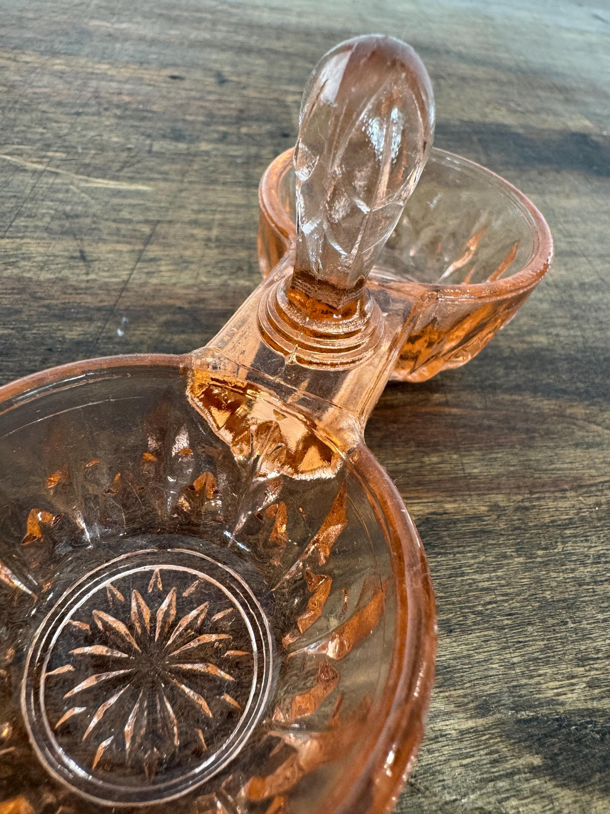 Salière poivrière verre rose vintage