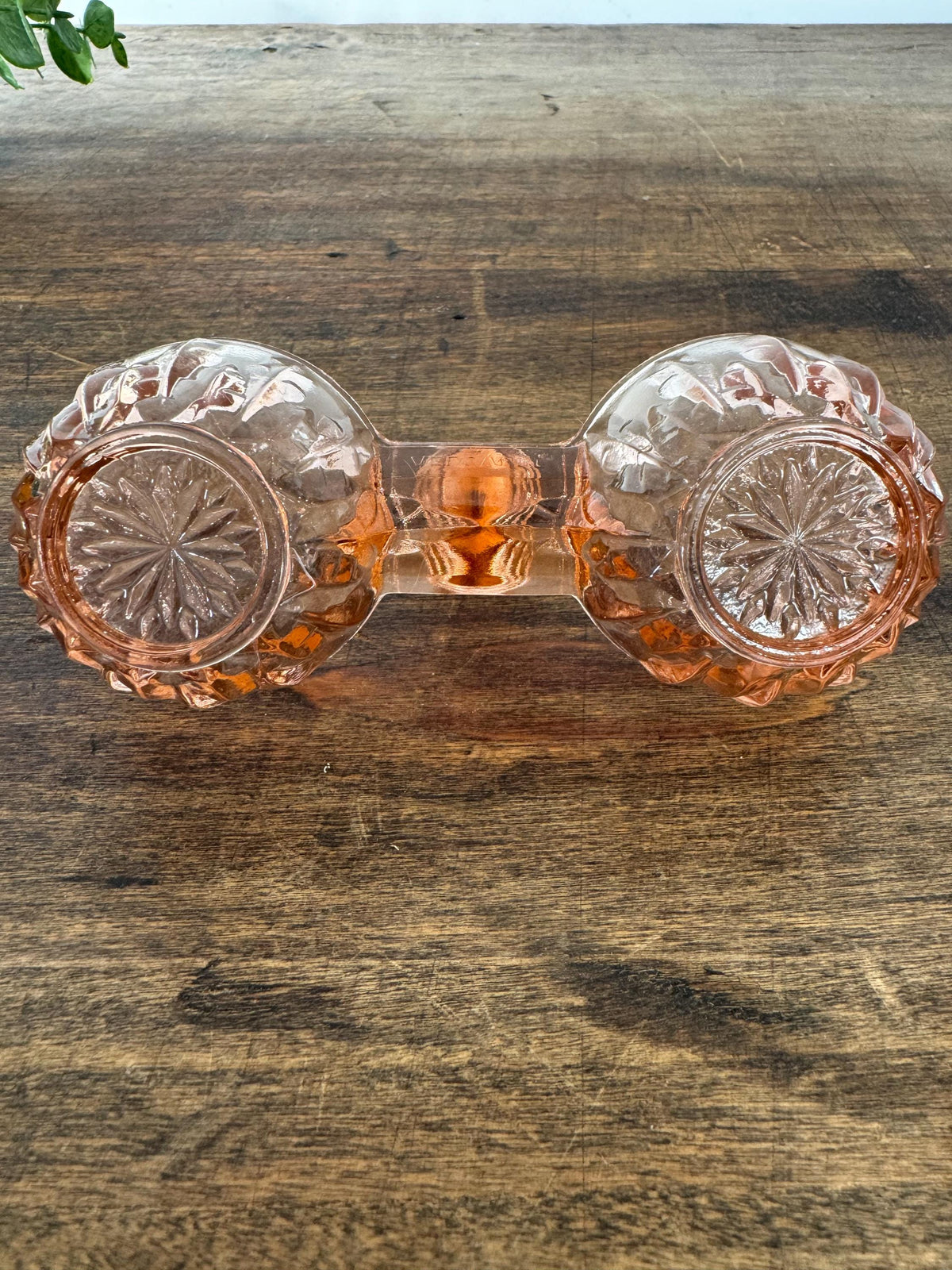 Salière poivrière verre rose vintage