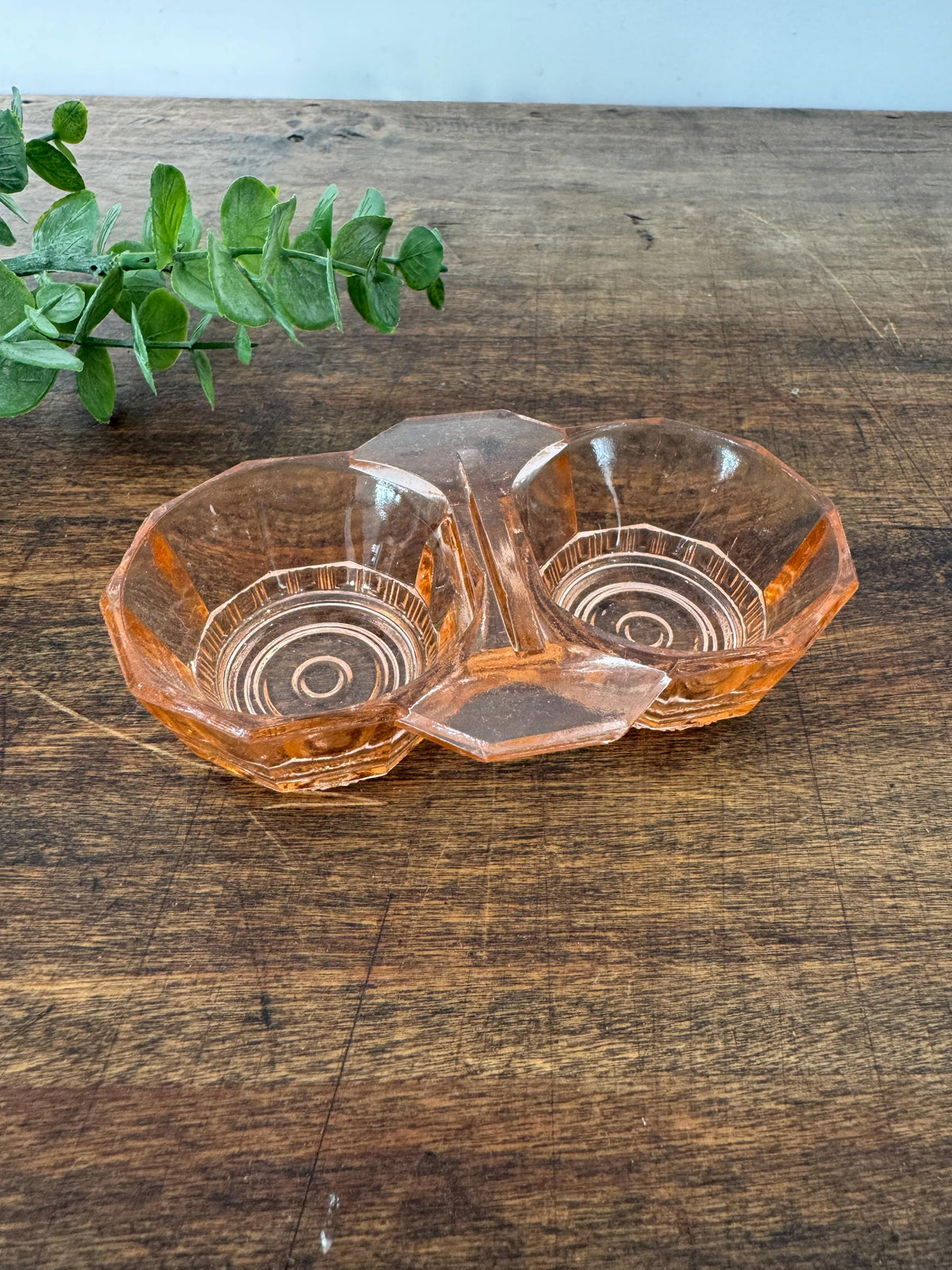 Salière poivrière verre rose vintage