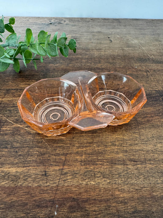 Salière poivrière verre rose vintage