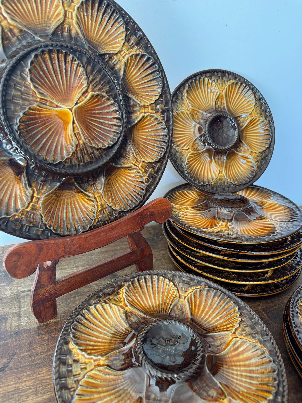 Assiettes à huitres barbotine française Longchamp