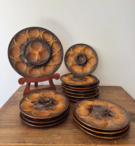 Assiettes à huitres barbotine française Longchamp